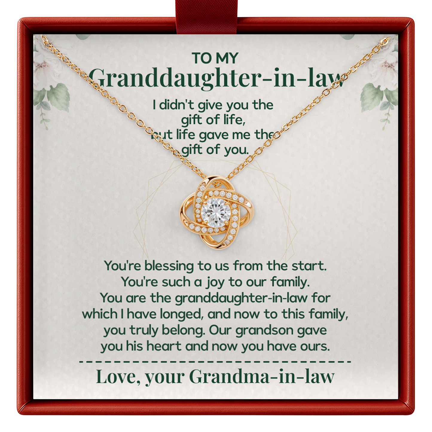 To My Granddaughter-in-law Necklace Gift on Wedding Anniversary