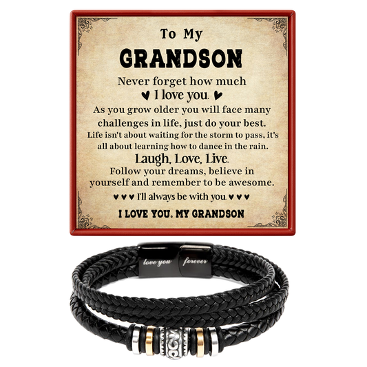 Grandson Bracelet Gift From Grandparents With Inspirational Message Card