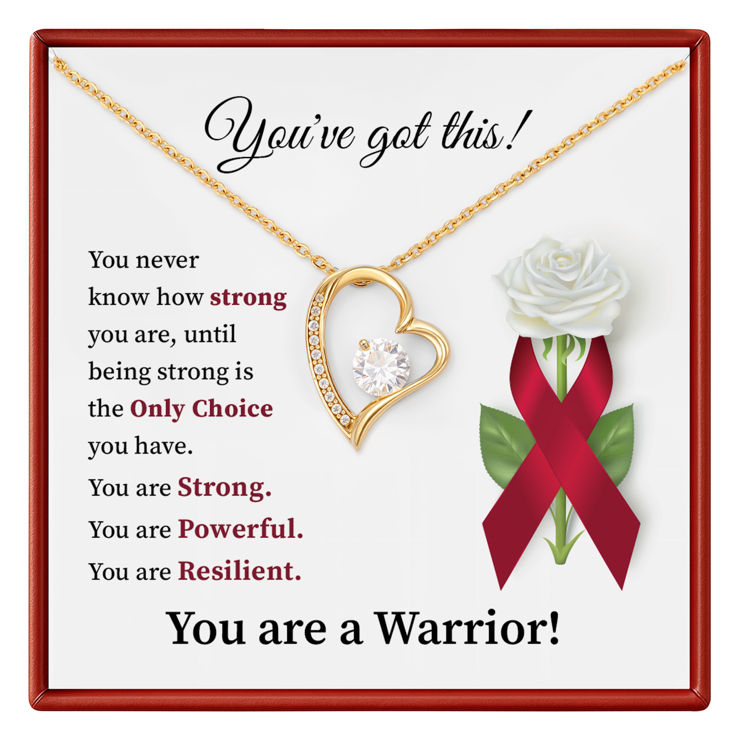 You’ve Got This Warrior Heart Necklace Strength & Encouragement Gift for Her