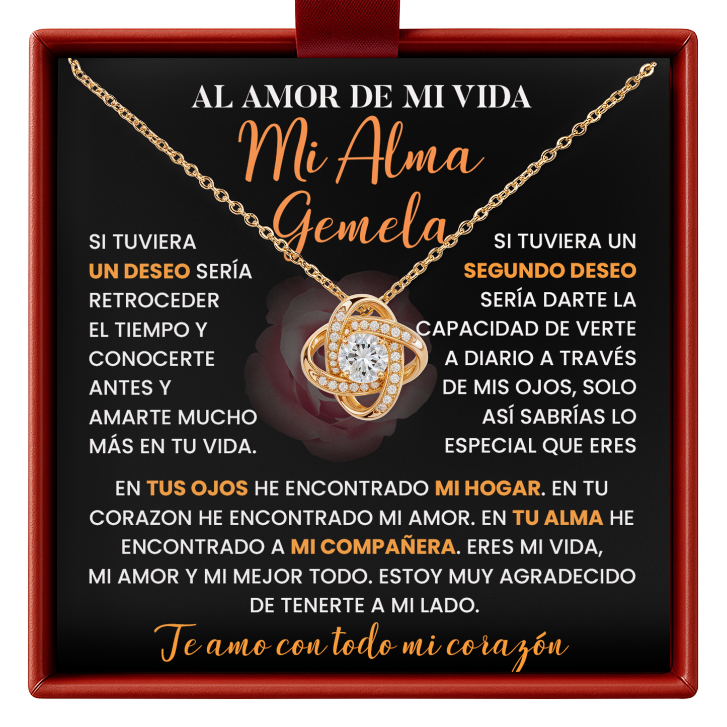 Collar "Mi Alma Gemela" Regalo Romántico Para El Amor De Mi Vida