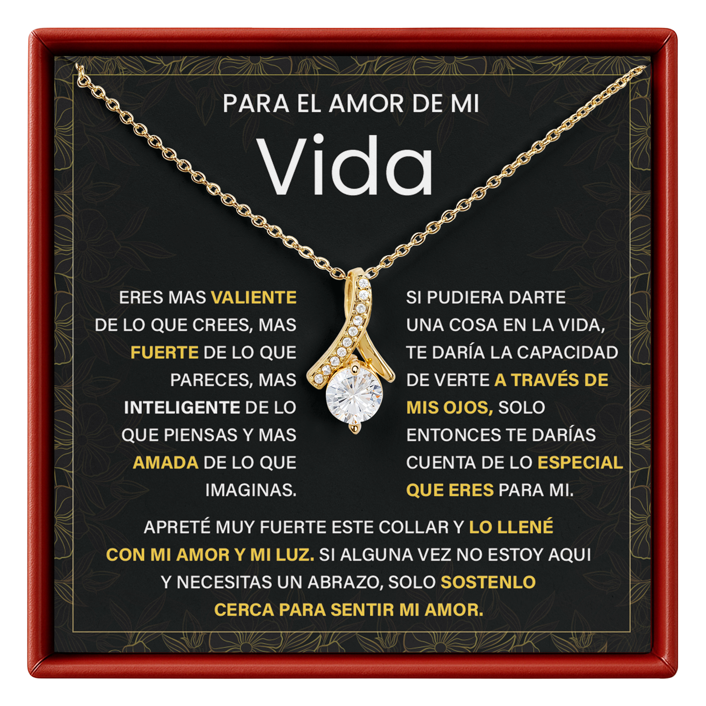 Para el Amor de Mi Vida. Eres mas valiente De lo que pareces, Necklace Gift For Her.