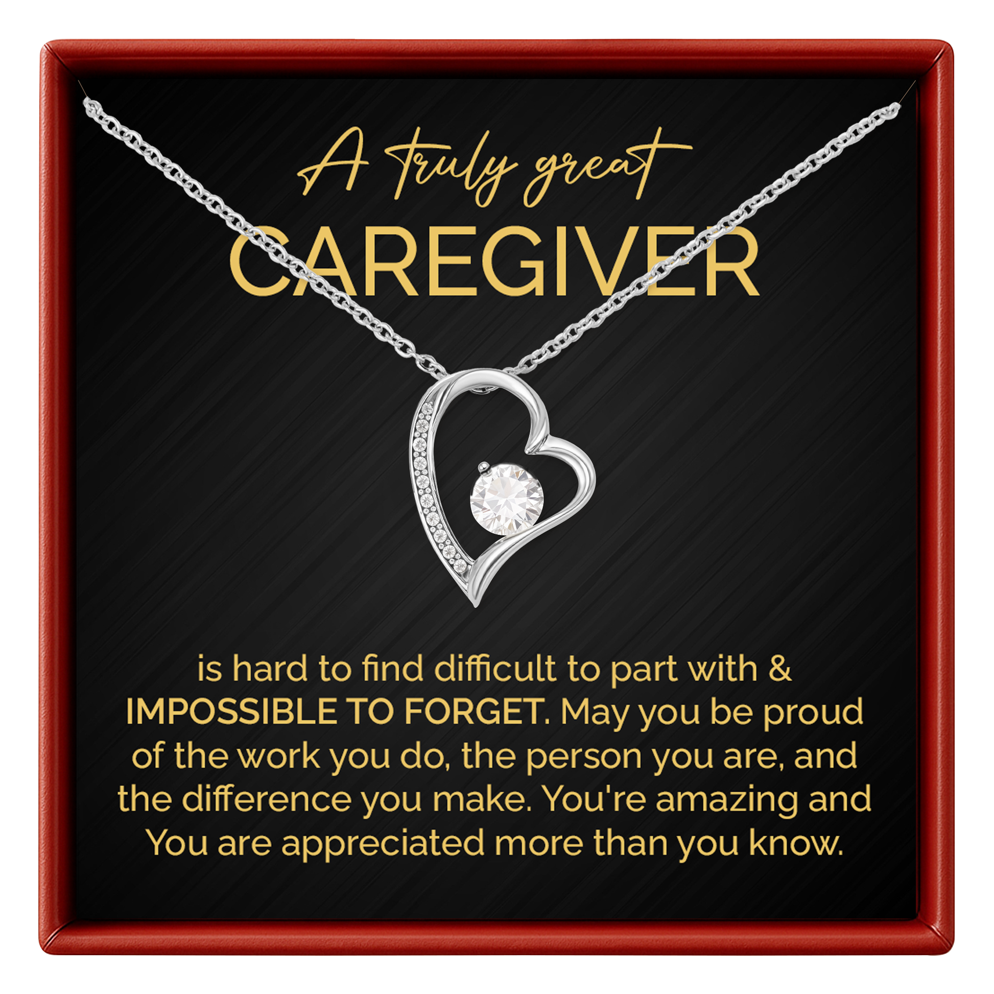 Caregiver Heart Necklace Thank You Gift for Her