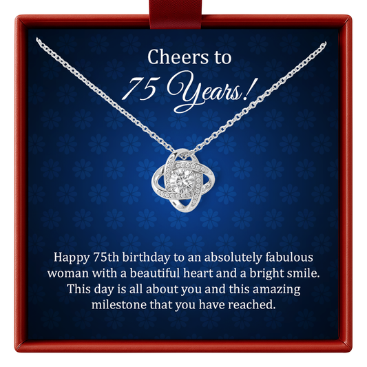 75th Birthday Necklace Gift with Message Card