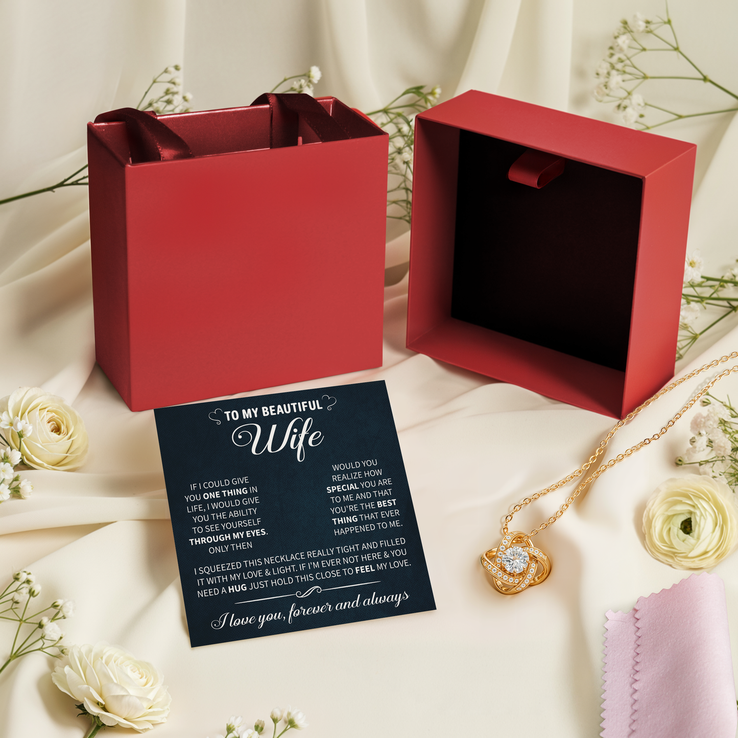 To My Beautiful Wife Necklace - Anniversary, Birthday & Valentine’s Gift