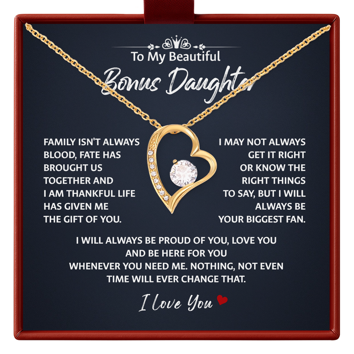 Bonus Daughter Necklace Gift, Sentimental Family Jewelry