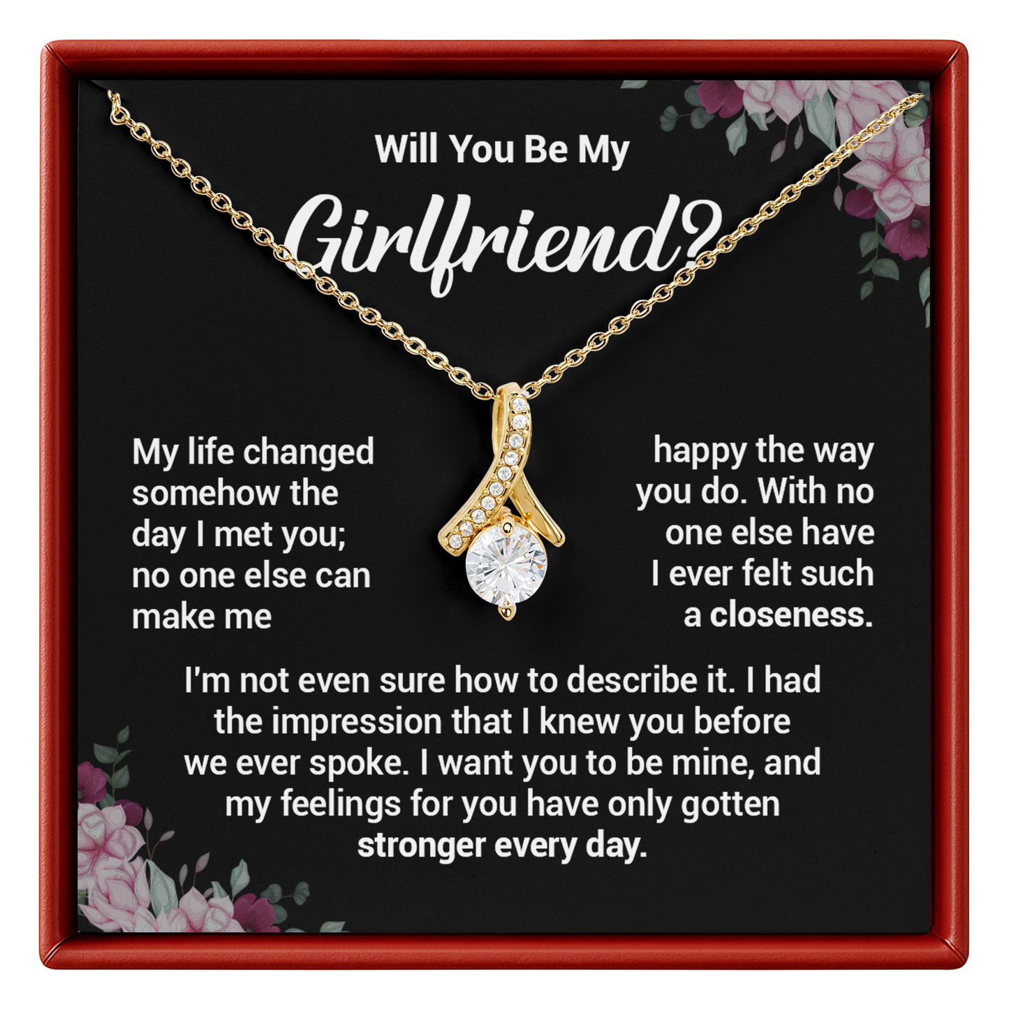 Will You Be My Girlfriend Necklace Romantic Proposal Gift for Her with Wishbone Necklace