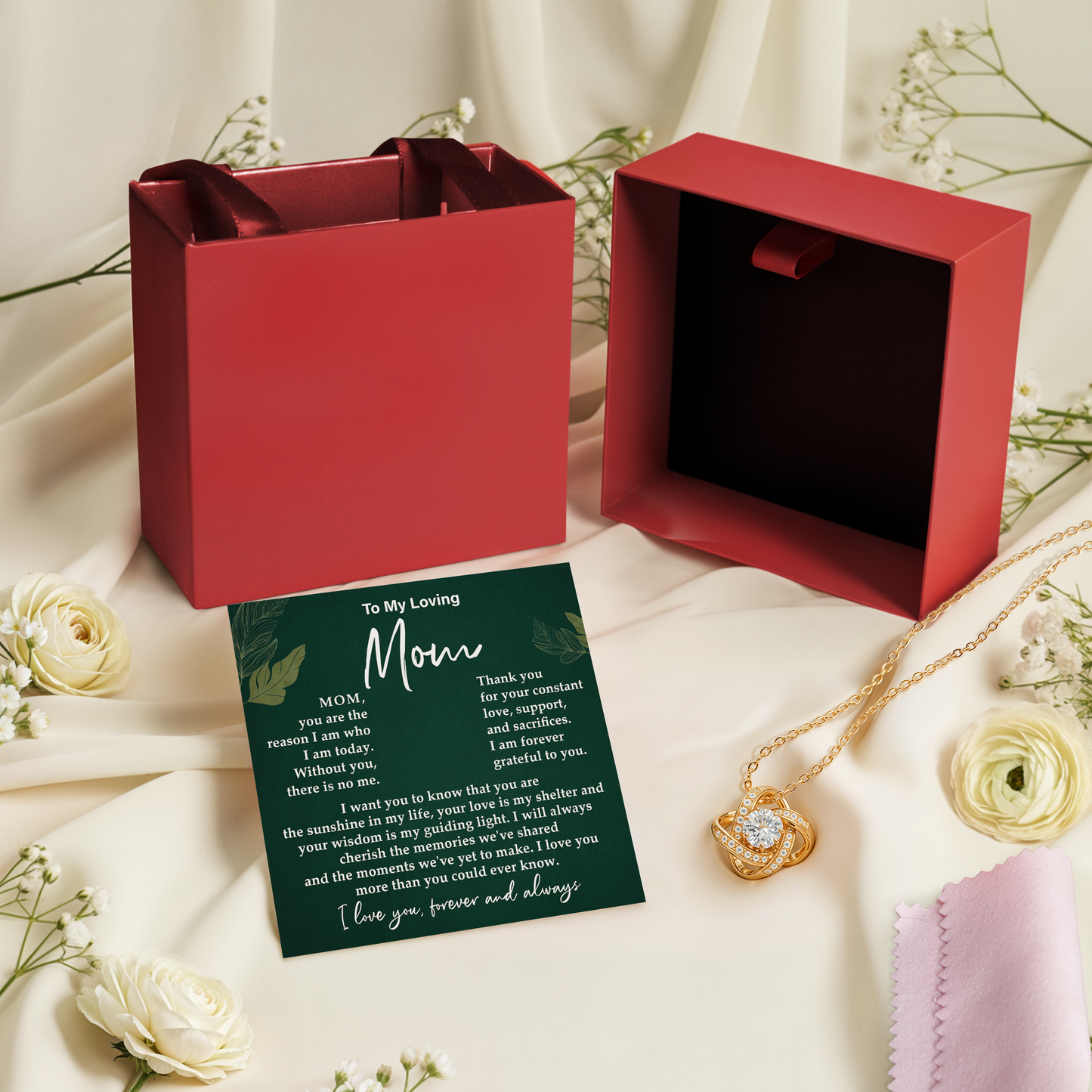 To My Loving Mom Forever Love Necklace, Meaningful Gift for Mother with Message Card
