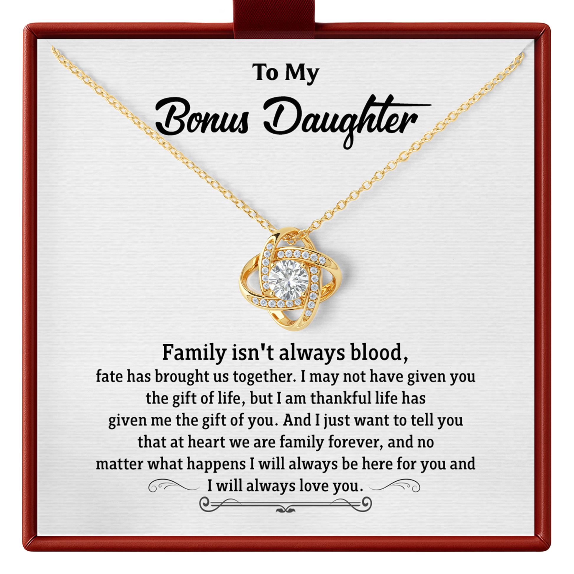 Bonus Daughter Necklace Gift, Meaningful Family Jewelry for Bonus Daughter