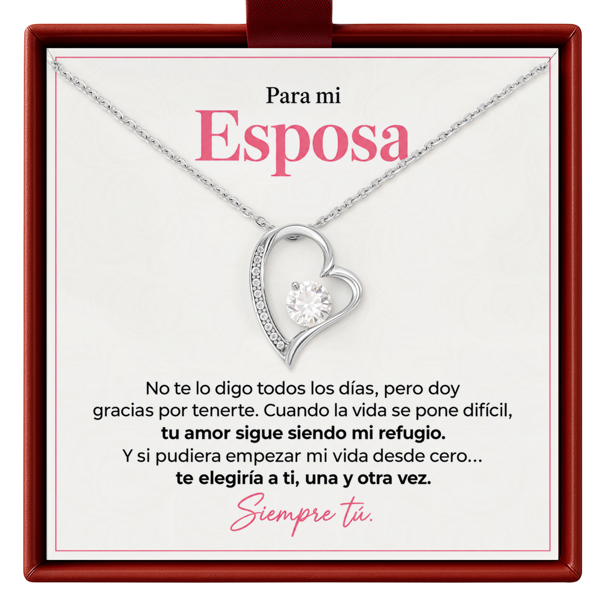 Collar con corazón para la esposa, regalo del esposo para el Día de San Valentín