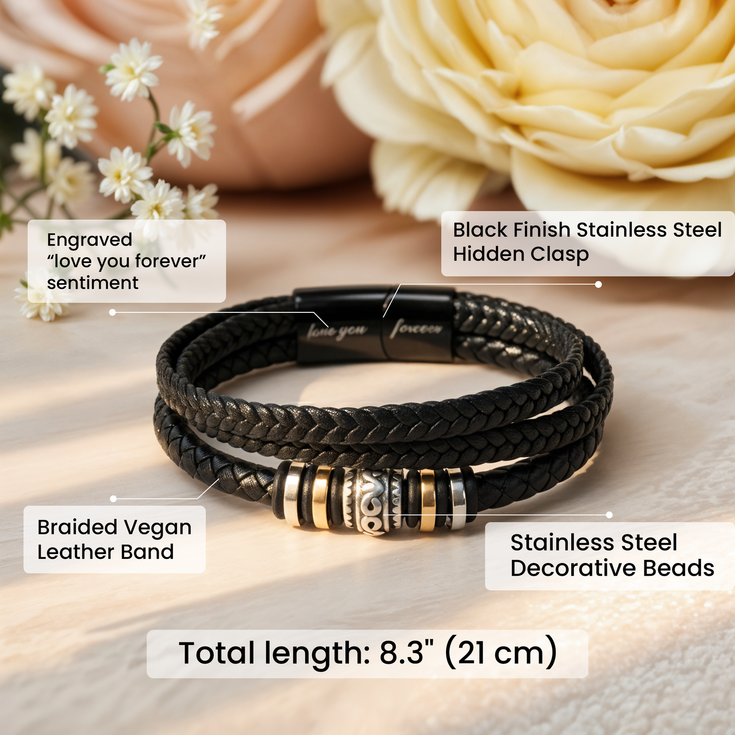 To My Son Leather Bracelet Graduation Gift from Mom or Dad