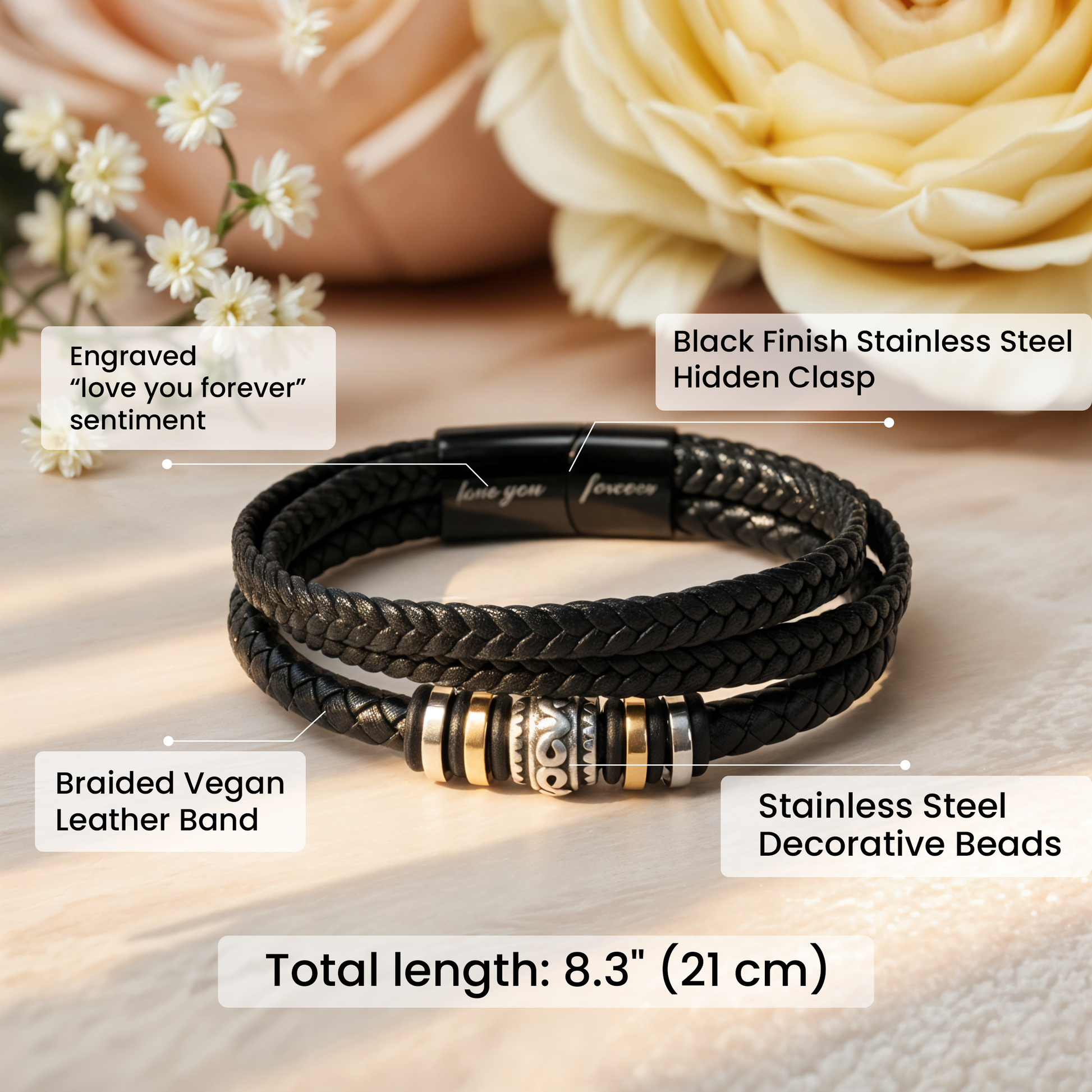 To My Son Leather Bracelet Graduation Gift from Mom or Dad
