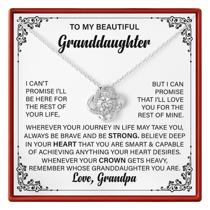 To My Granddaughter Love Knot Necklace For Her - Gift from Grandpa with Message