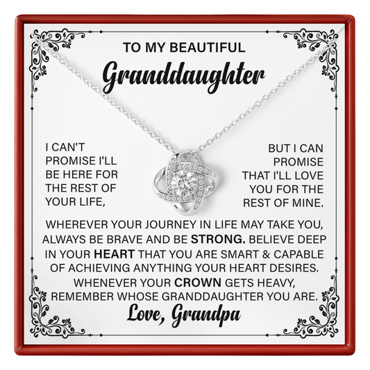 To My Granddaughter Love Knot Necklace - Gift from Grandpa with Message