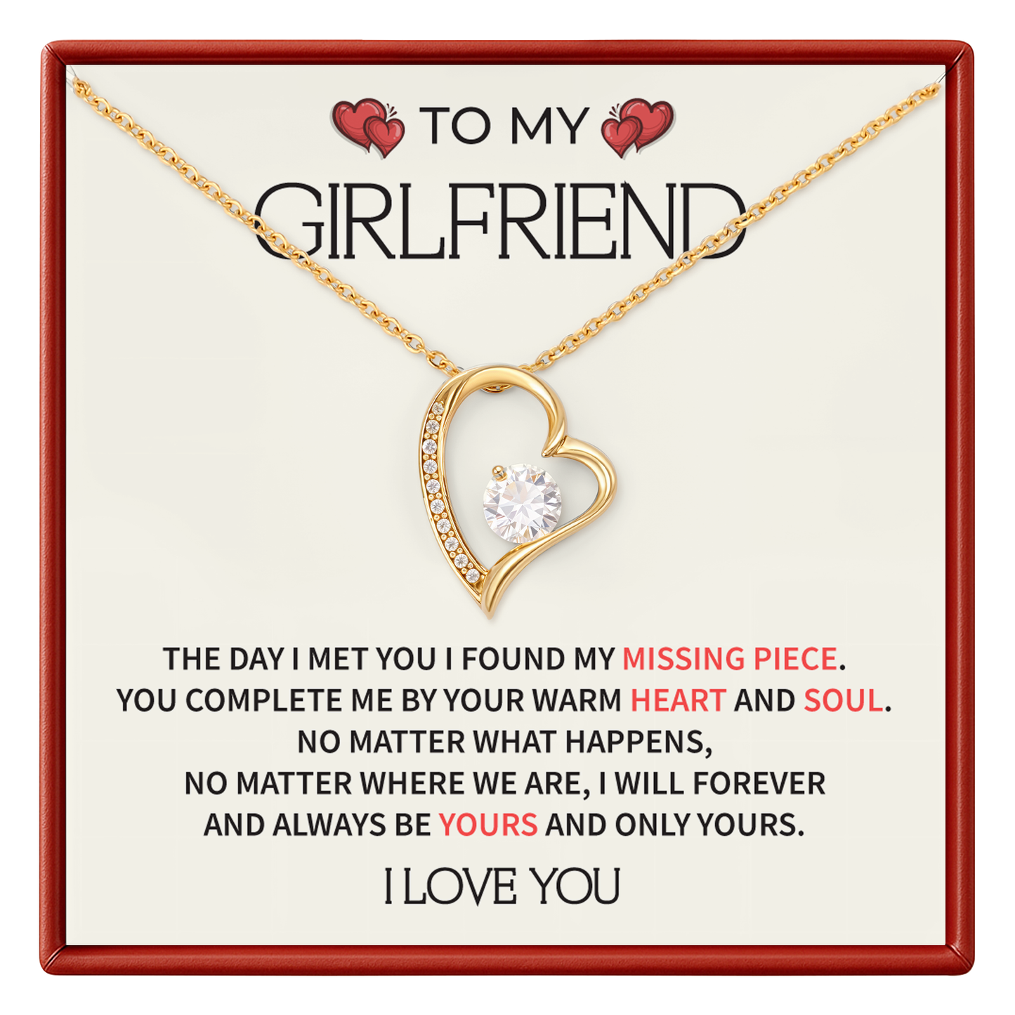 To My Girlfriend - Romantic Valentine's Necklace Gift with Message Card
