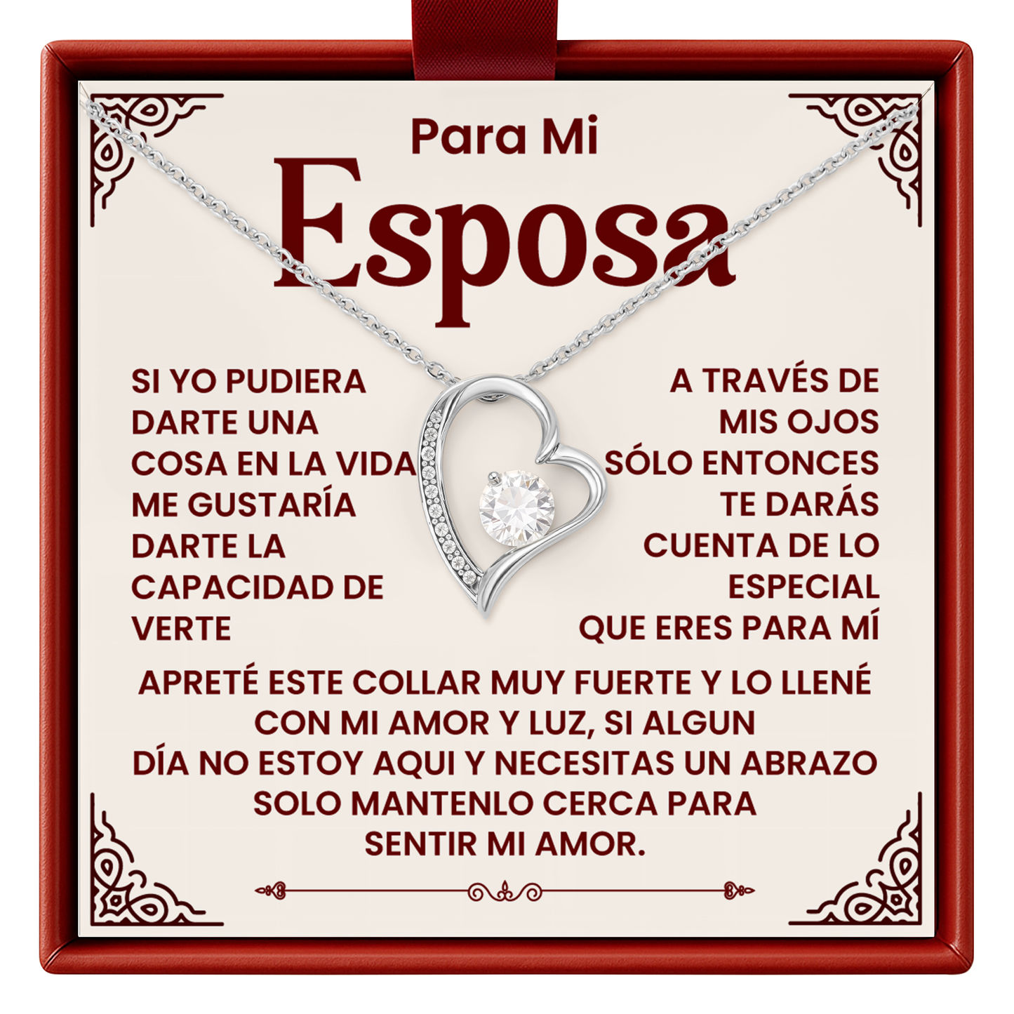 Collar Para Mi Esposa - Regalo Romántico Español con Mensaje de Amor