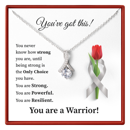 You Are a Warrior Silver Ribbon Necklace Strength & Support Gift for Her