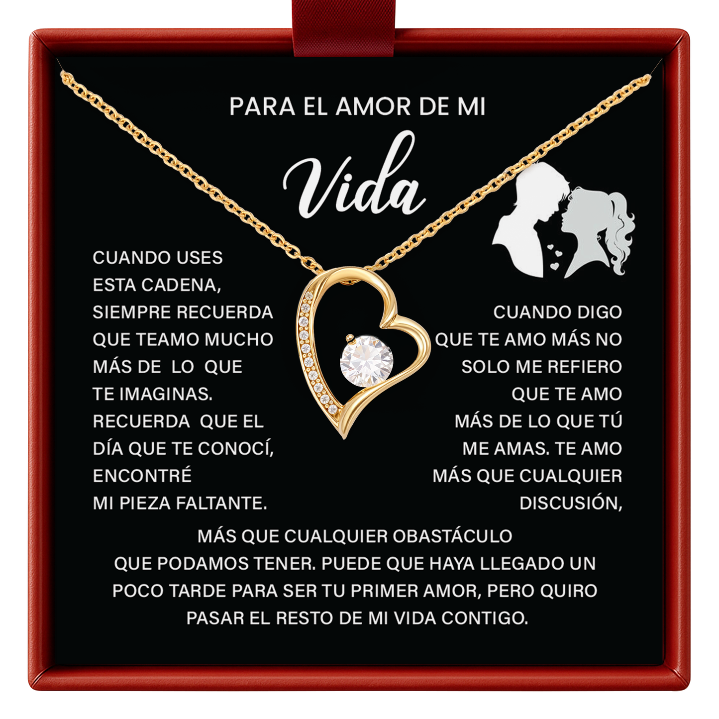 Collar Para El Amor de Mi Vida - Regalo Romántico con Mensaje Te Amo