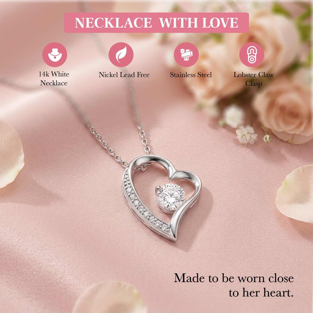 Collar con corazón para la esposa, regalo del esposo para el Día de San Valentín