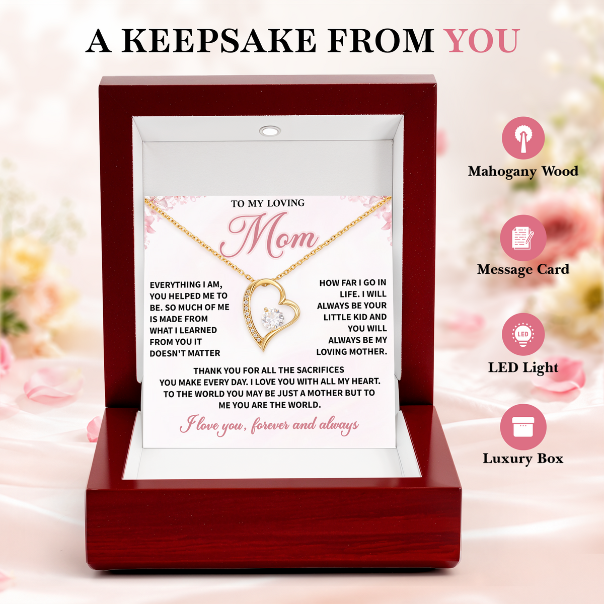 Mom Necklace Gift from Daughter Mother Appreciation Jewelry