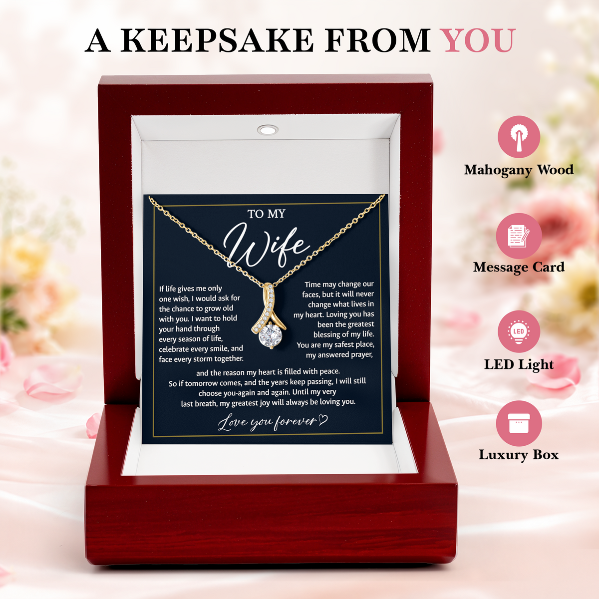 To My Wife Necklace from Husband Anniversary Gift for Wife
