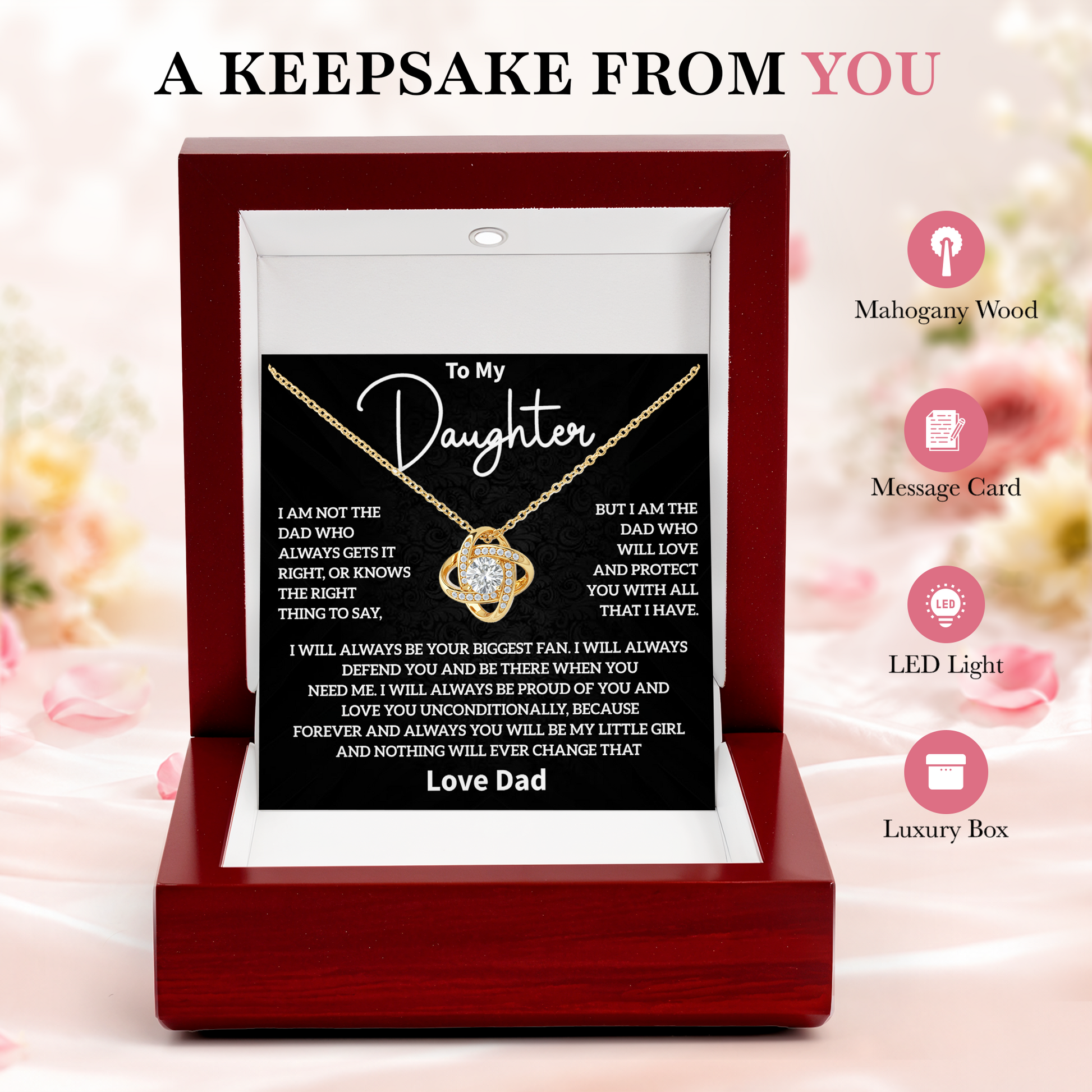 Dad to Daughter Necklace Gift Meaningful Father Daughter Jewelry