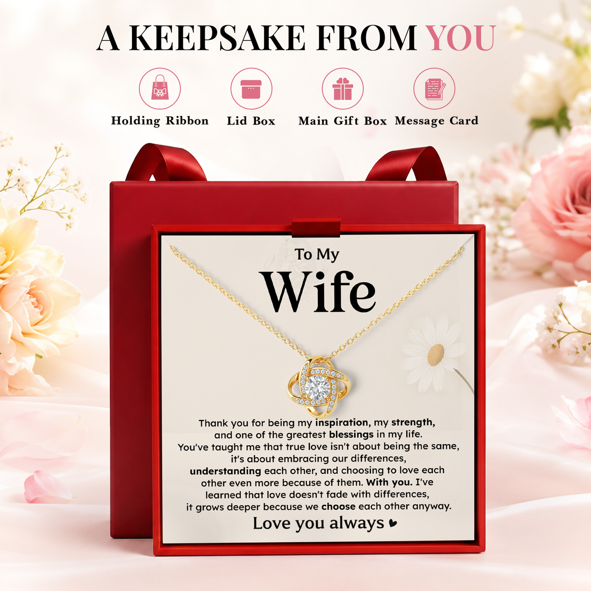Love Knot Necklace for Wife from Husband Anniversary Gift