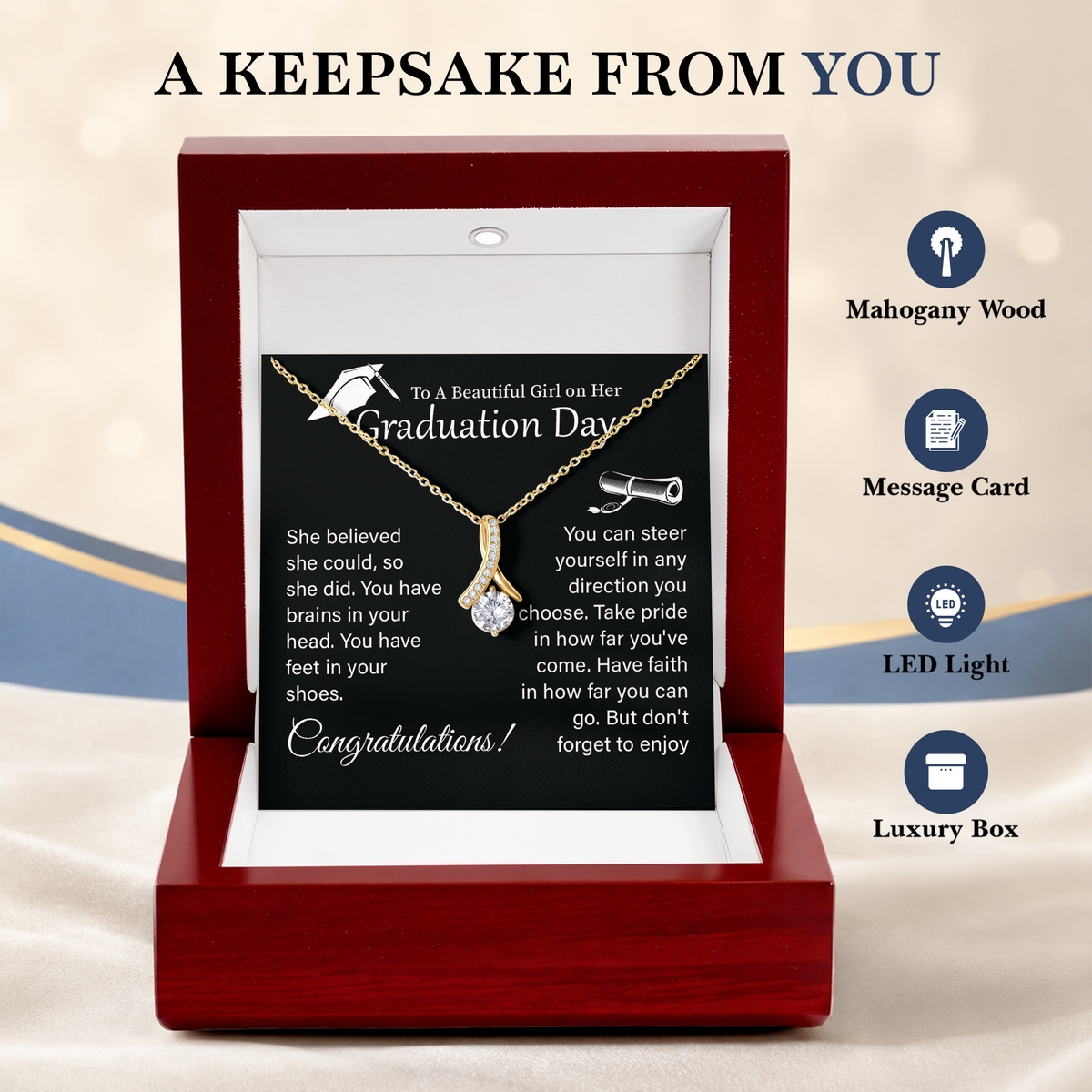 Graduation Necklace for Her College Graduate Congratulations Gift