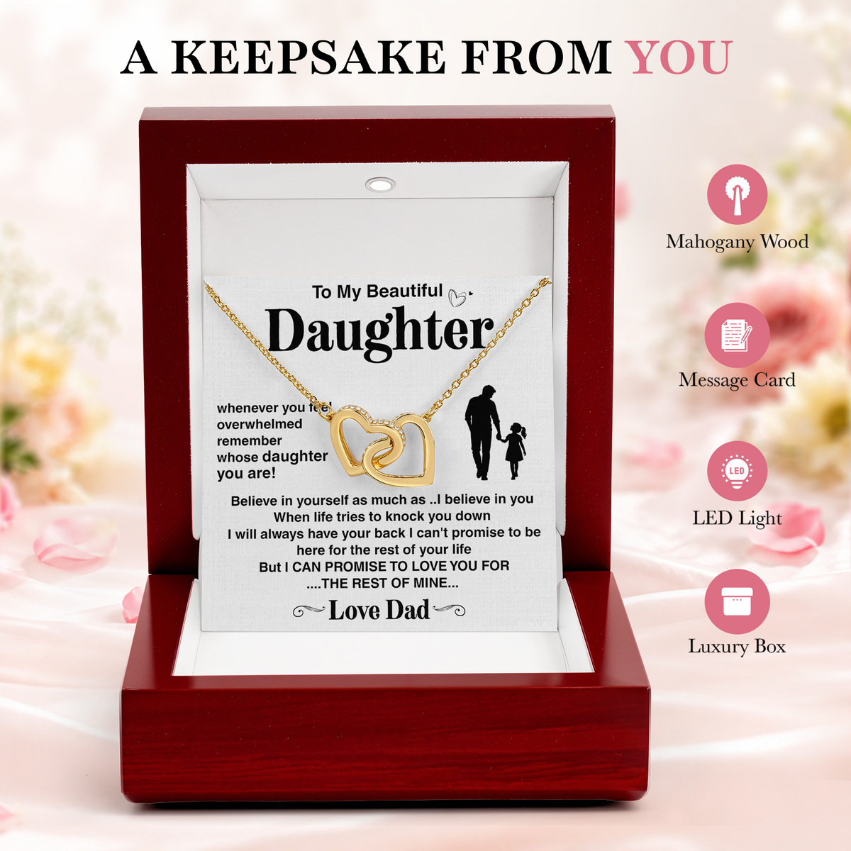 Dad to Daughter Necklace Gift, Father Daughter Sentimental Jewelry