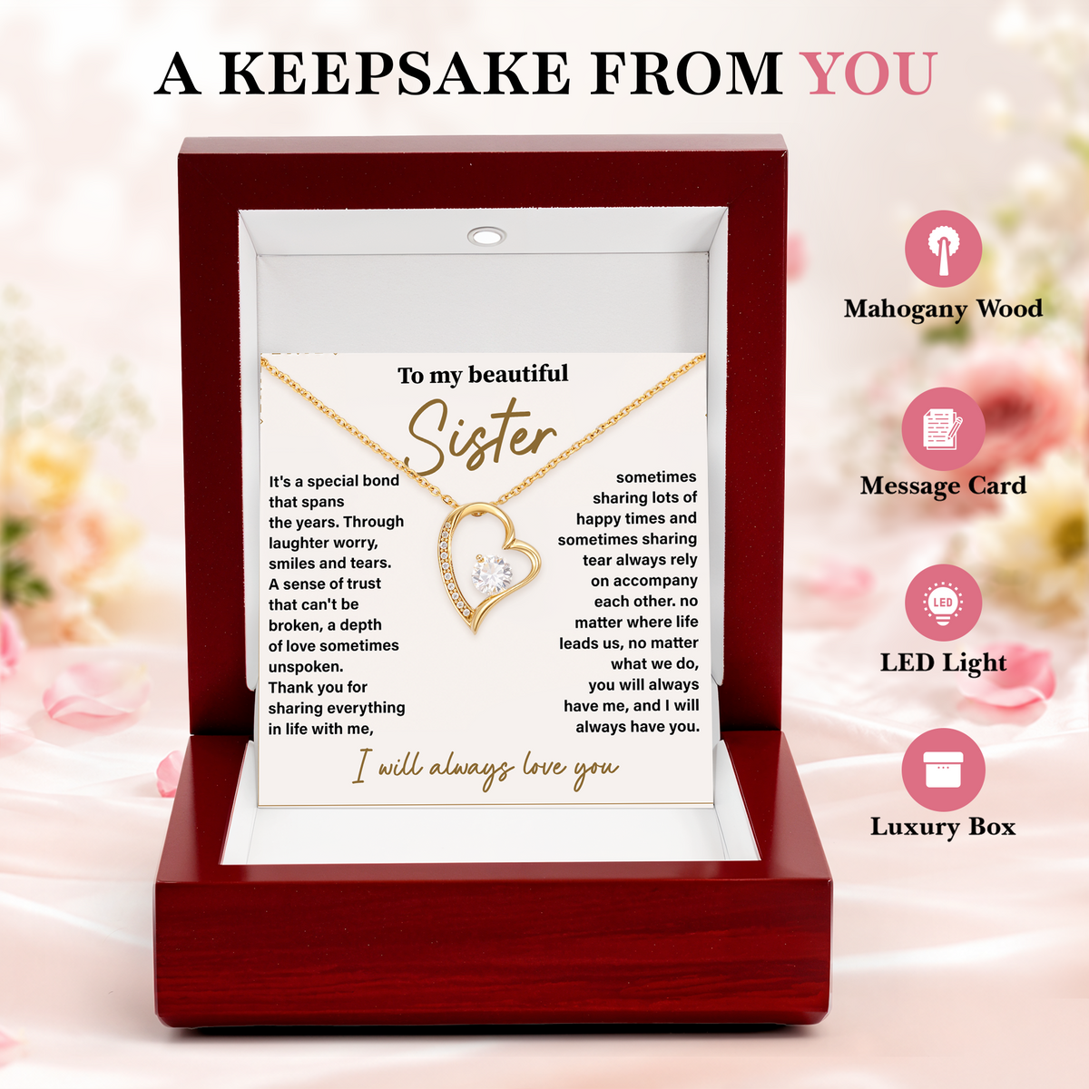 Sister Necklace Gift from Brother or Sister Meaningful Appreciation Jewelry
