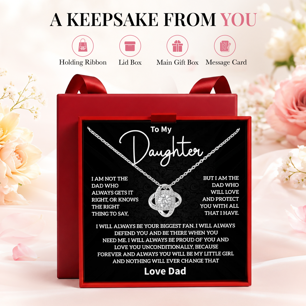 Dad to Daughter Necklace Gift Meaningful Father Daughter Jewelry