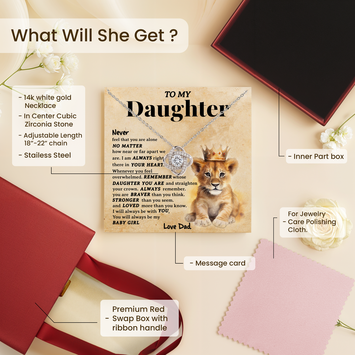 To My Daughter Necklace from Dad - Meaningful Father Daughter Jewelry