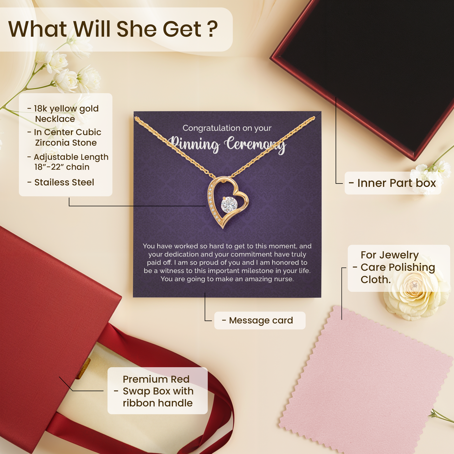 Pinning Ceremony Gift Necklace For New Nurse With Gift Box