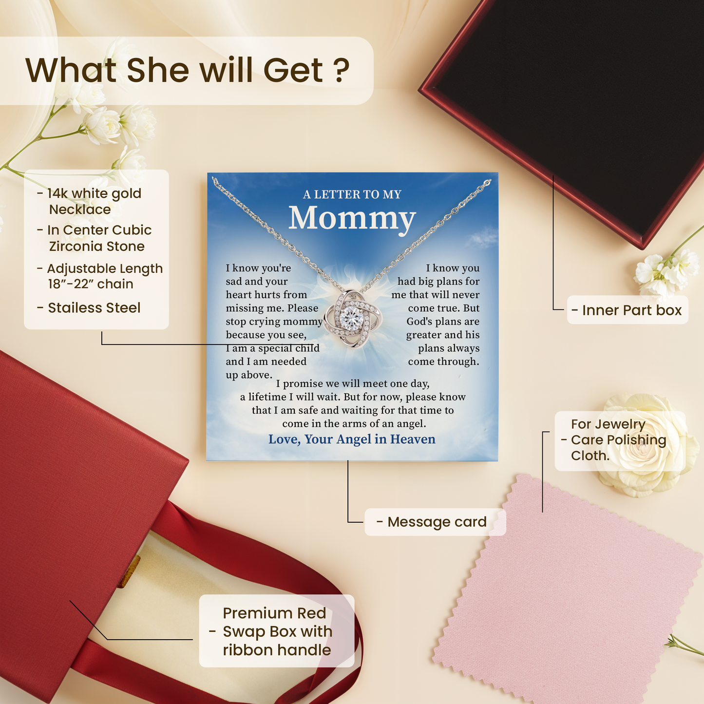 A Letter to Mommy Angel Necklace Miscarriage Sympathy Gift