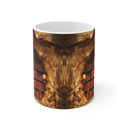 3D Bookshelf Ceramic white Mug 11oz