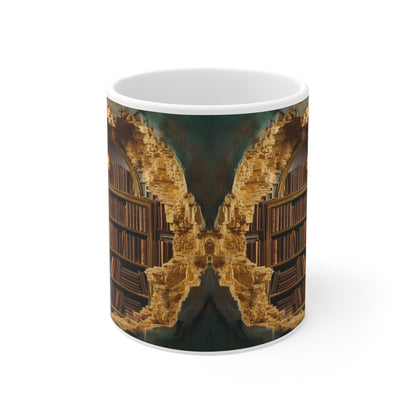 3D Bookshelf Ceramic white Mug 11oz