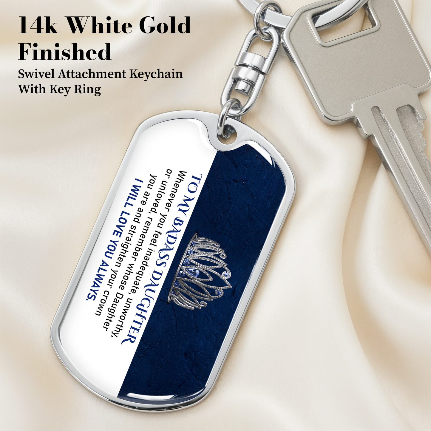 Badass Daughter Keychian Necklace - Birthday, Graduation & Motivational Gift