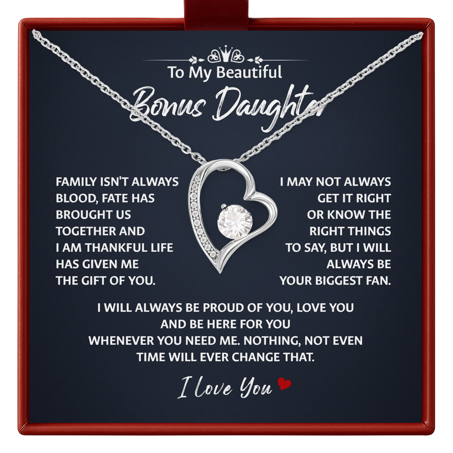 Bonus Daughter Necklace Gift, Sentimental Family Jewelry