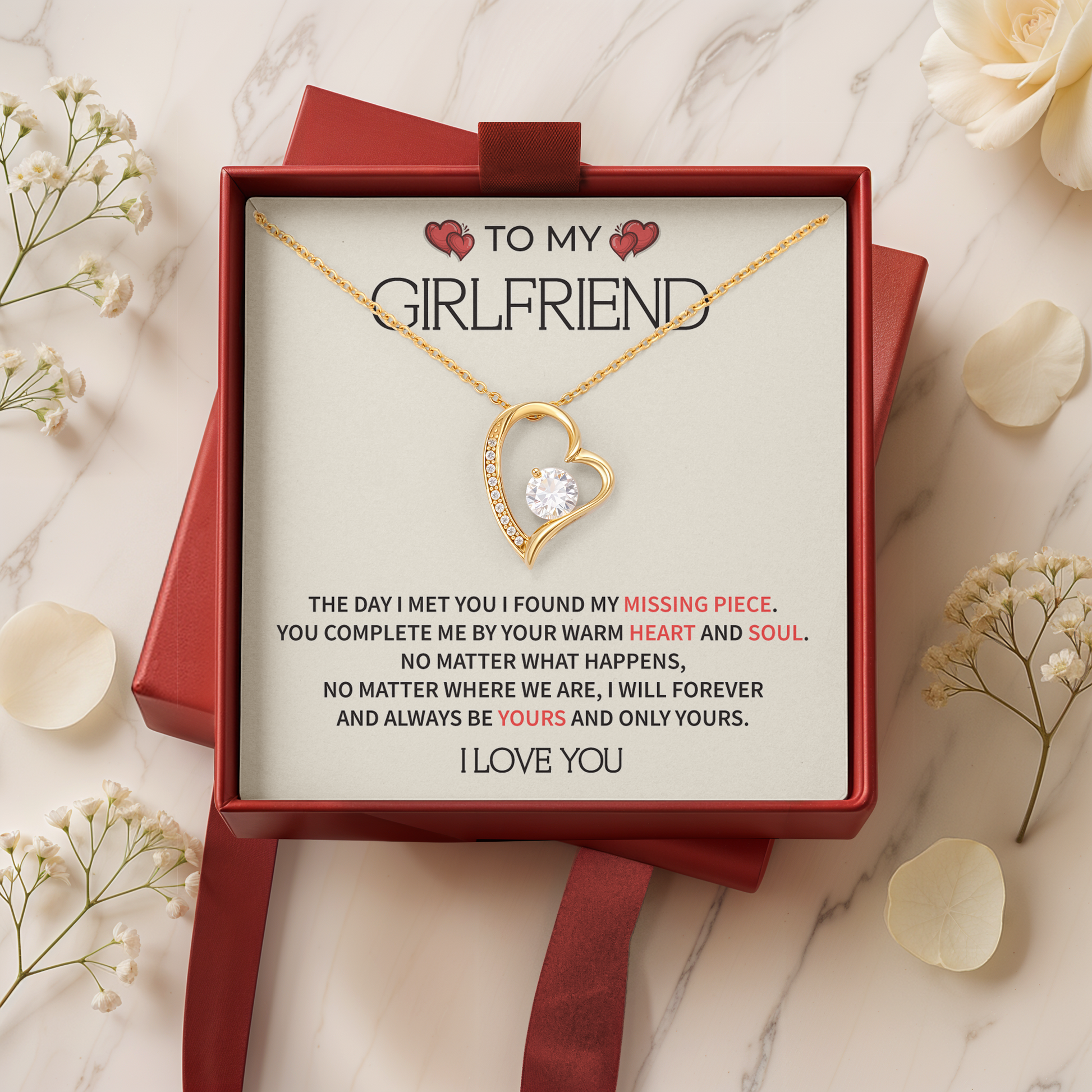 To My Girlfriend - Romantic Valentine's Necklace Gift with Message Card