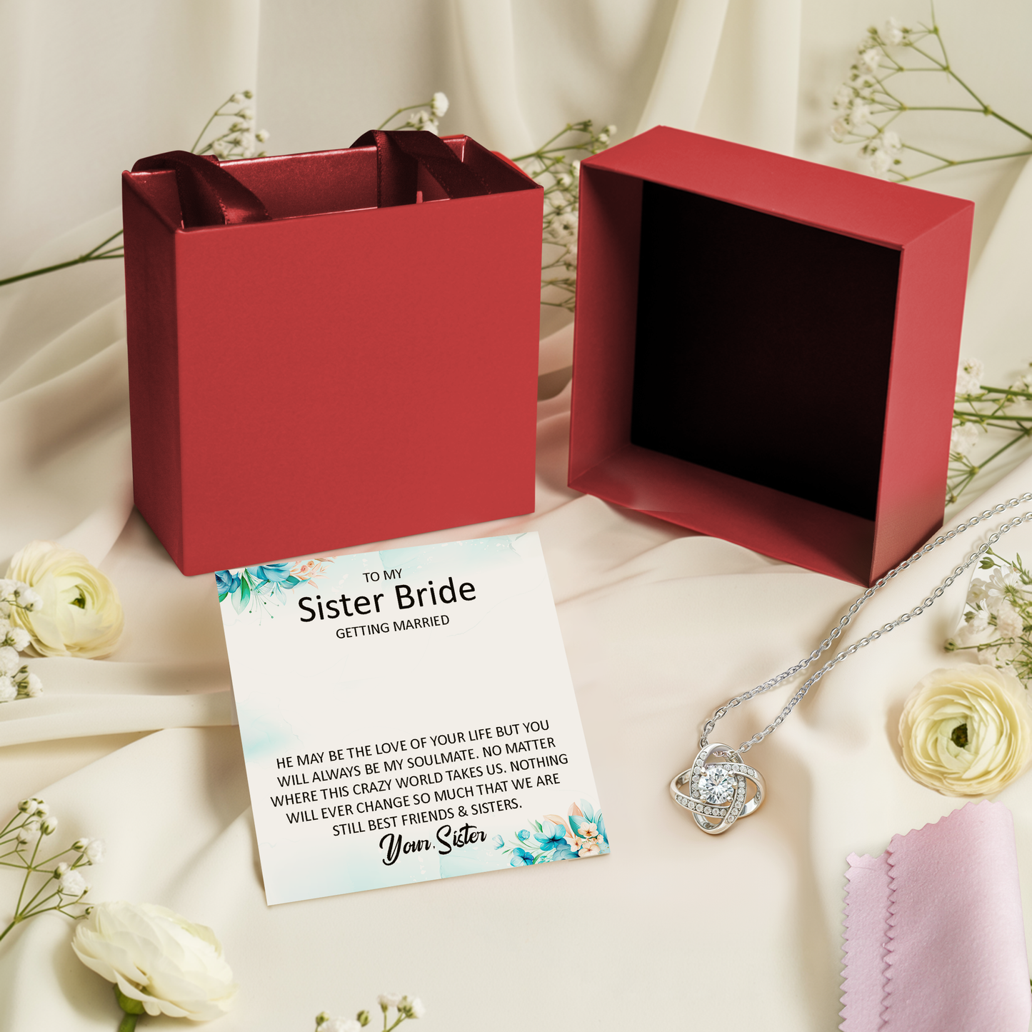 Bride-to-Be Gift from Sister with Message Card Bridal Shower & Wedding Day Keepsake