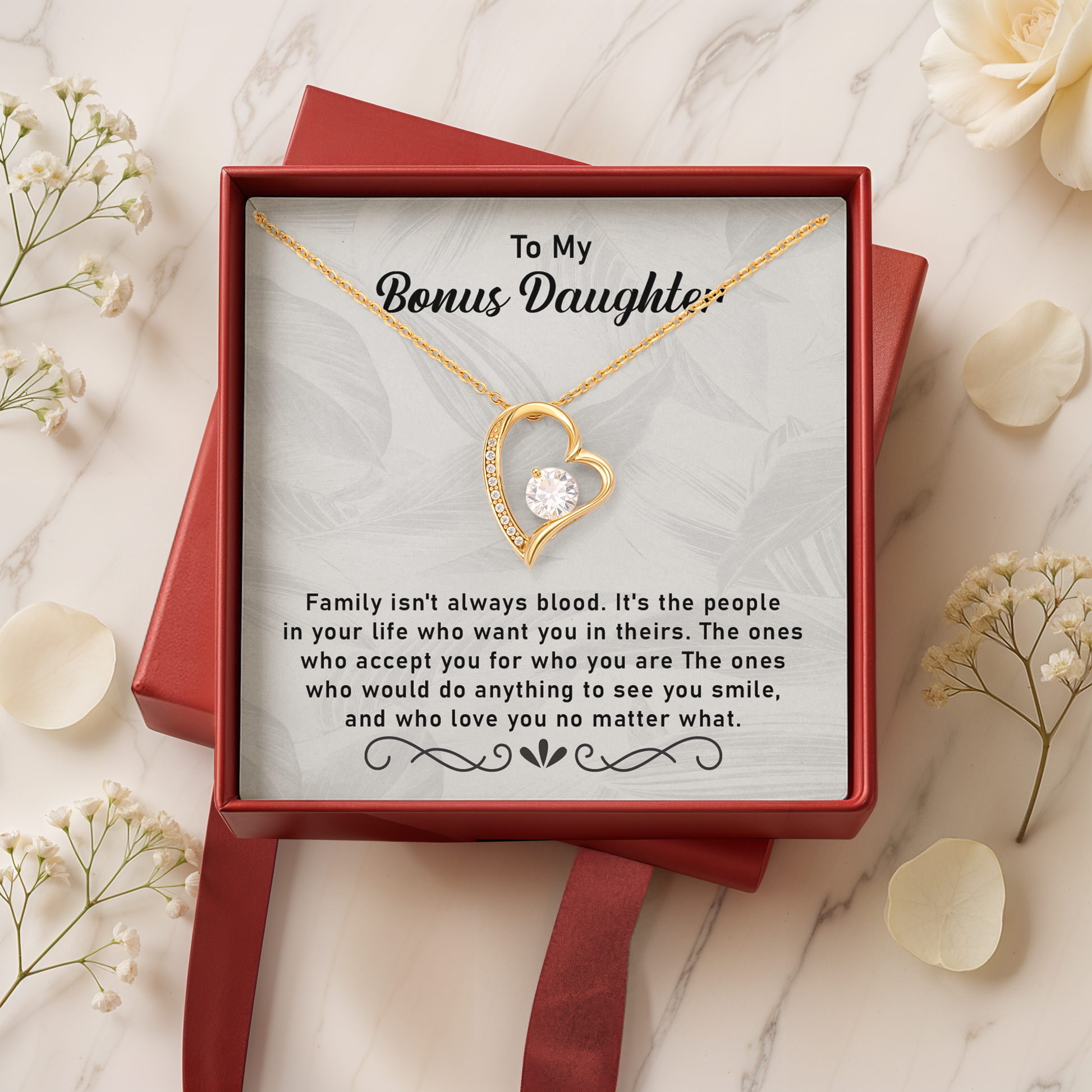 Bonus Daughter Necklace Gift Family Isn't Always Blood Gift from Stepmom or Stepfather