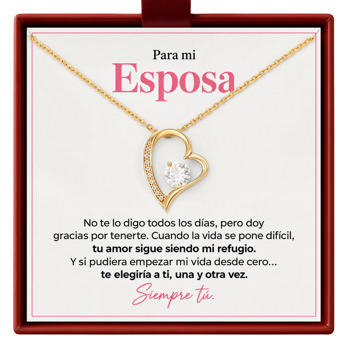 Collar con corazón para la esposa, regalo del esposo para el Día de San Valentín
