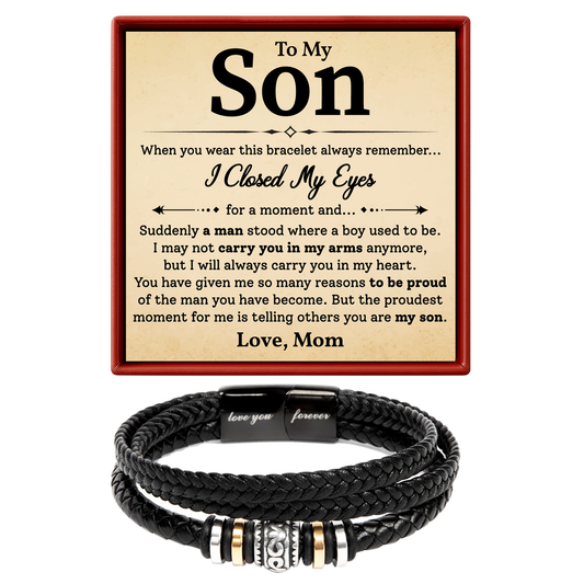 Mom to Son Bracelet Gift Proud of You Message Card