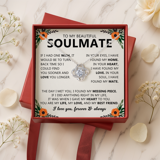 Soulmate Necklace Gift for Women, With Romantic Message Card Anniversary Valentines day