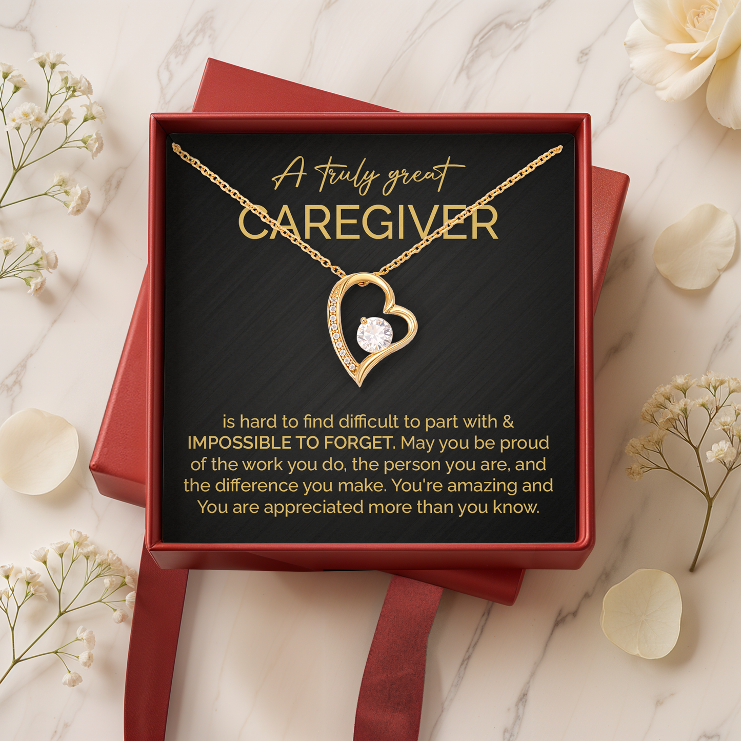 Caregiver Heart Necklace Thank You Gift for Her