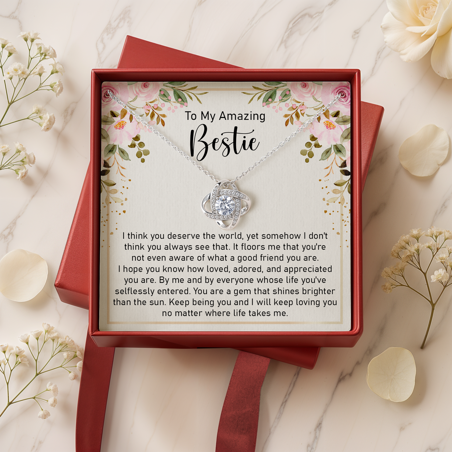 To My Amazing Bestie Necklace Gift with Note on Friendship Day