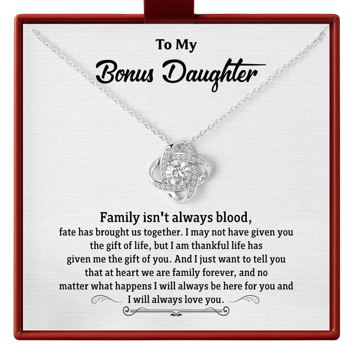 Bonus Daughter Necklace Gift, Meaningful Family Jewelry for Bonus Daughter