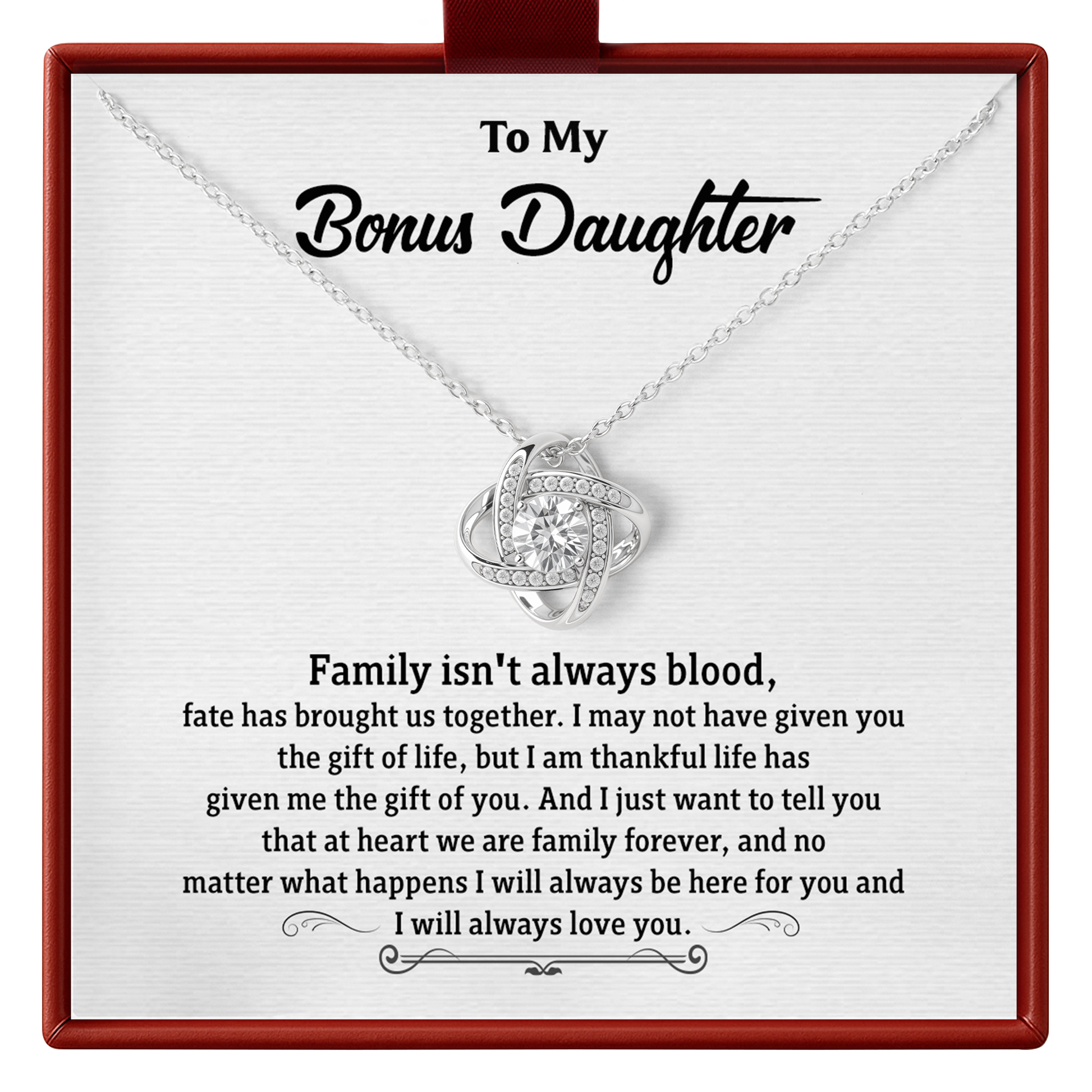 Bonus Daughter Necklace Gift, Meaningful Family Jewelry for Bonus Daughter