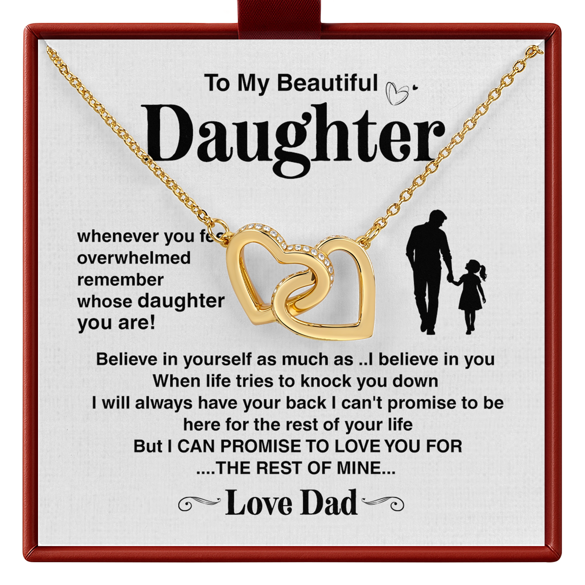 Dad to Daughter Necklace Gift, Father Daughter Sentimental Jewelry