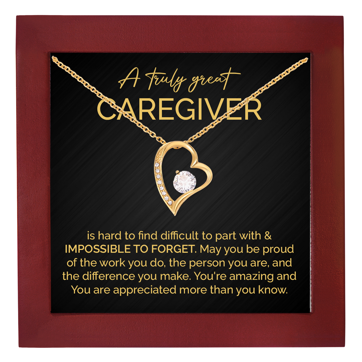 Caregiver Heart Necklace Thank You Gift for Her