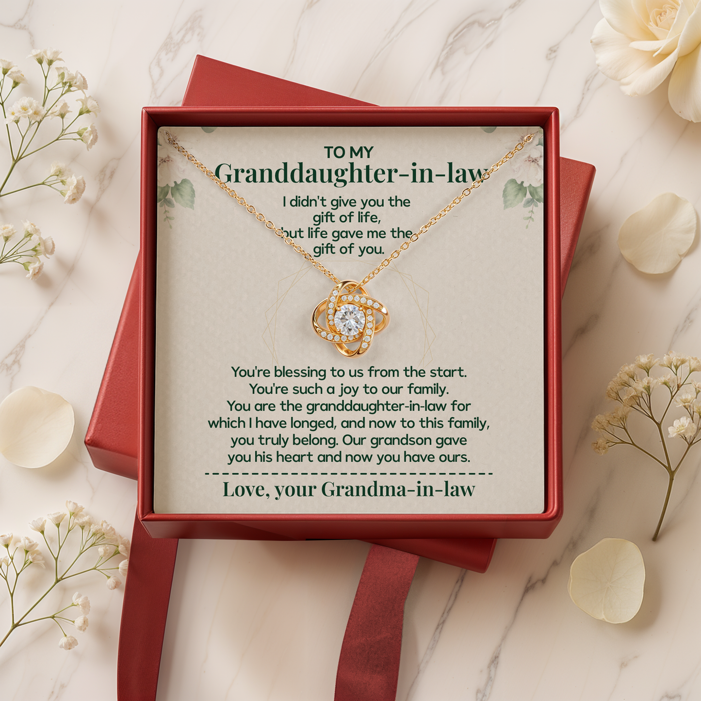 To My Granddaughter-in-law Necklace Gift on Wedding Anniversary
